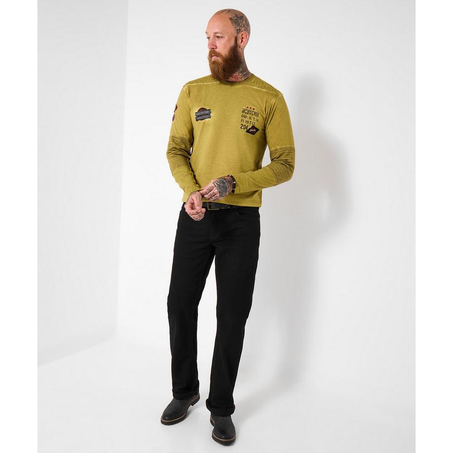 Joe Browns Rundhals Langarmshirt mit Stern-Motiv und Abzeichen  