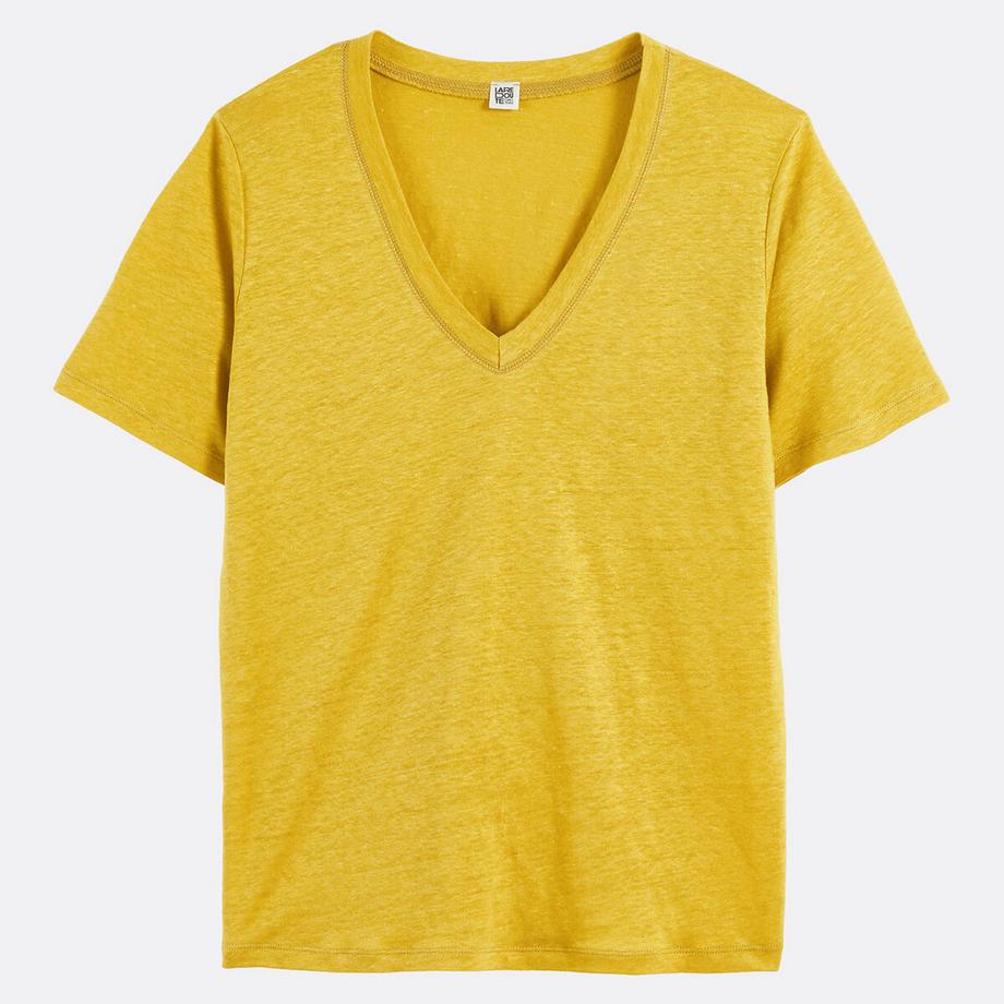 La Redoute Collections T-shirt Lino Maniche Corte Scollo a V  