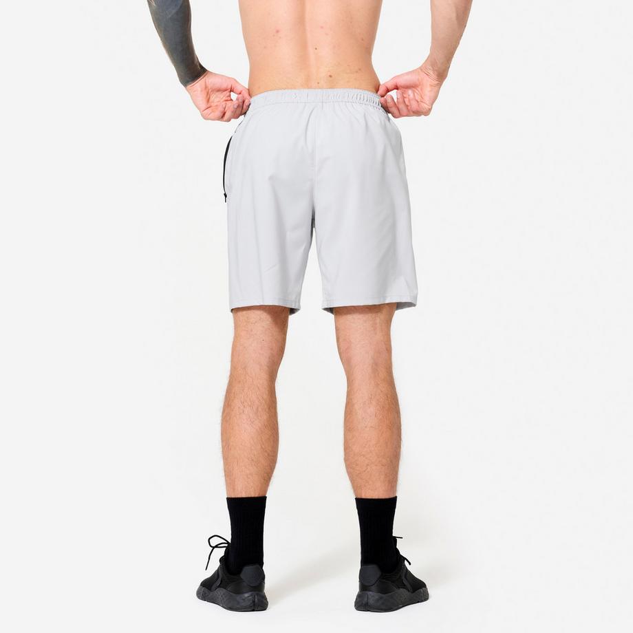 DOMYOS  Short de fitness respirant poches zippés homme, gris perle 