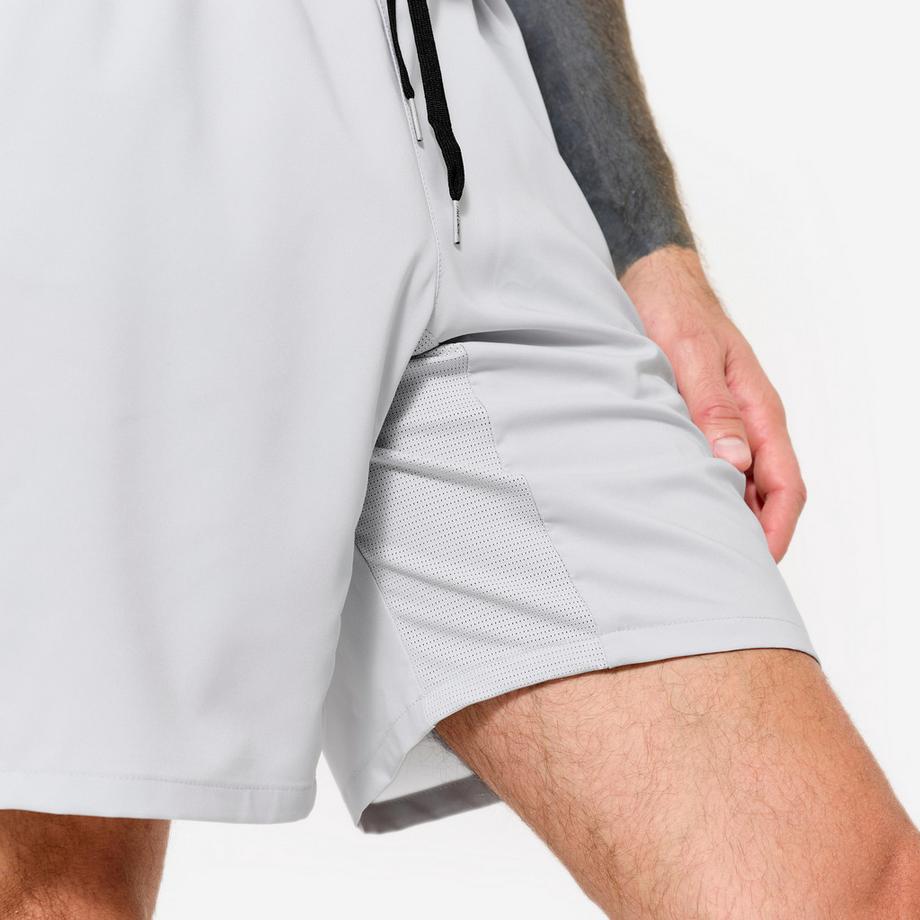 DOMYOS  Short de fitness respirant poches zippés homme, gris perle 
