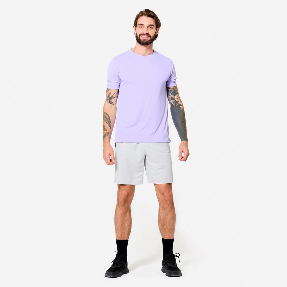 DOMYOS  Short de fitness respirant poches zippés homme, gris perle 