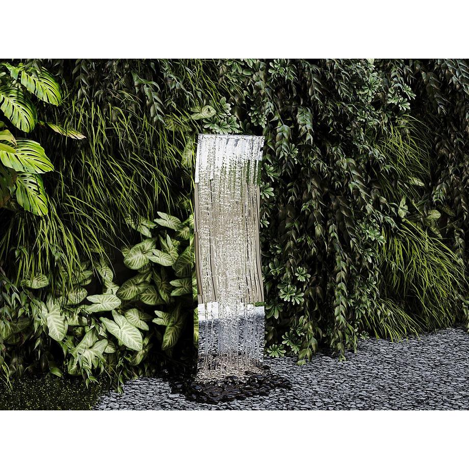 Vente-unique Fontaine d'extérieur vague en acier inoxydable - H.130 cm - Argenté - HOKI  
