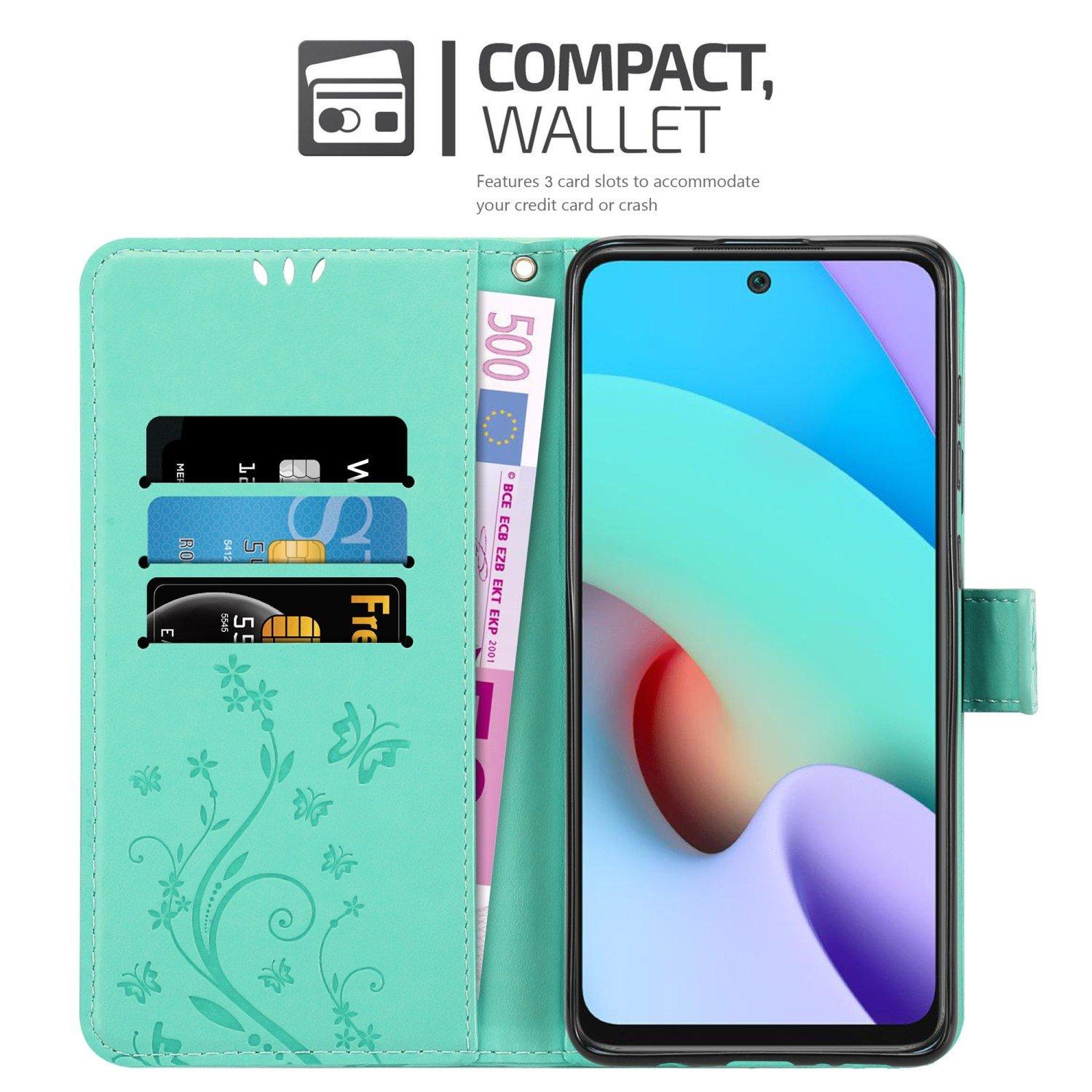 Cadorabo  Housse compatible avec Xiaomi RedMi 10 4G - Coque de protection au design floral avec fermeture magnétique, fonction de support et emplacements pour cartes 