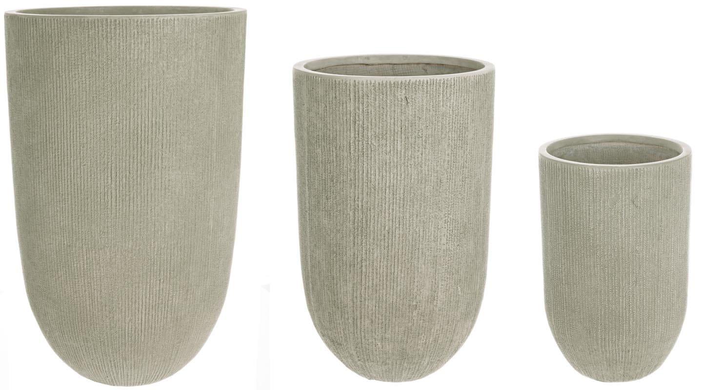 mutoni Vaso da giardino tondo salvia spazzolato (set di 3)  