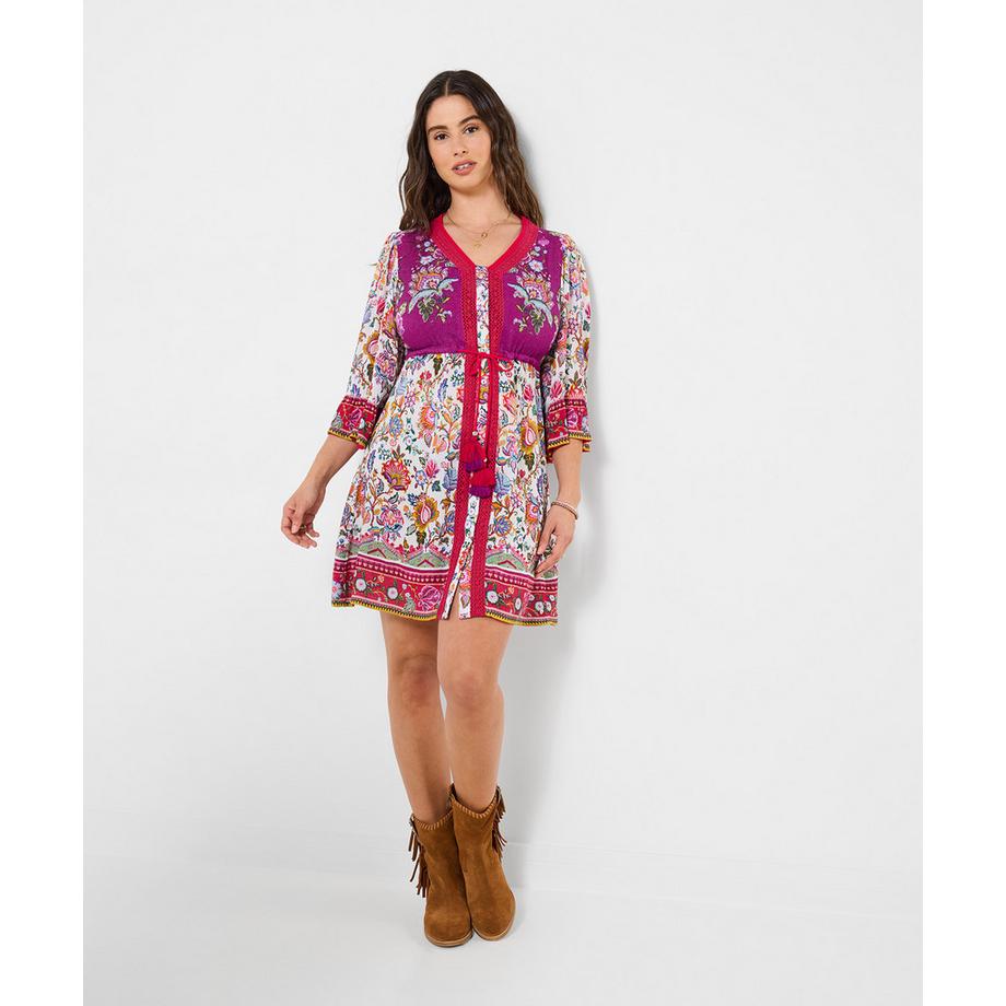 Joe Browns Robe Tunique Style Boho avec Bordure en Dentelle  