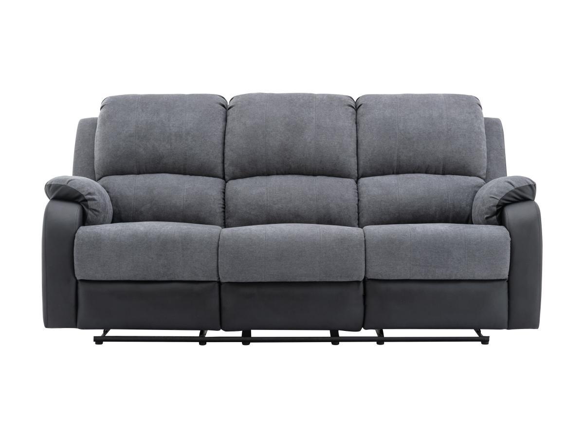 Vente-unique Relaxsofa 3-Sitzer - Microfaser & Kunstleder - Grau & Schwarz - BRODY  