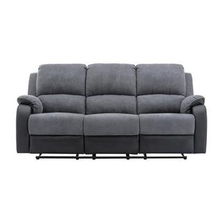 Vente-unique Relaxsofa 3-Sitzer - Microfaser & Kunstleder - Grau & Schwarz - BRODY  