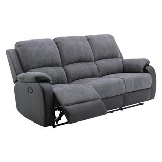 Vente-unique Relaxsofa 3-Sitzer - Microfaser & Kunstleder - Grau & Schwarz - BRODY  