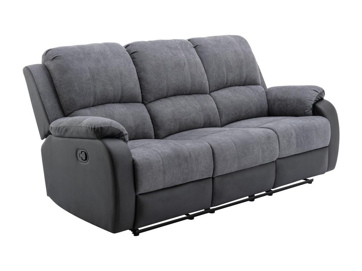 Image of Relaxsofa 3-Sitzer - Microfaser & Kunstleder - Grau & Schwarz - BRODY Relaxsofa 3-Sitzer - Microfaser & Kunstleder - Grau & Schwarz - BRODY