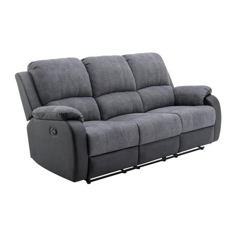 Vente-unique Relaxsofa 3-Sitzer - Microfaser & Kunstleder - Grau & Schwarz - BRODY  