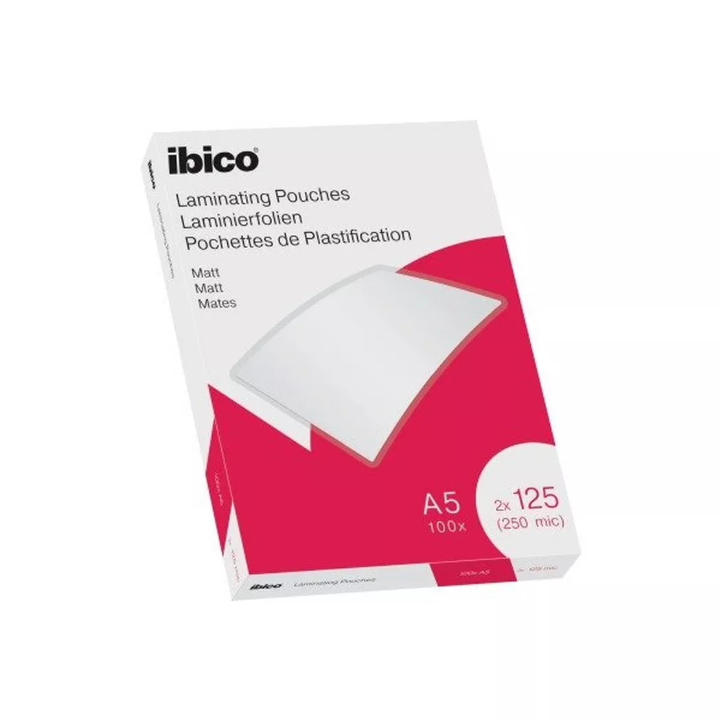 Ibico Matt A5 Laminating Pouches 250 Micron Clear Pack 100 627322