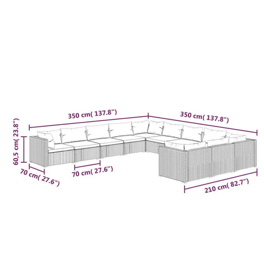 VidaXL Garten-lounge-set poly-rattan  