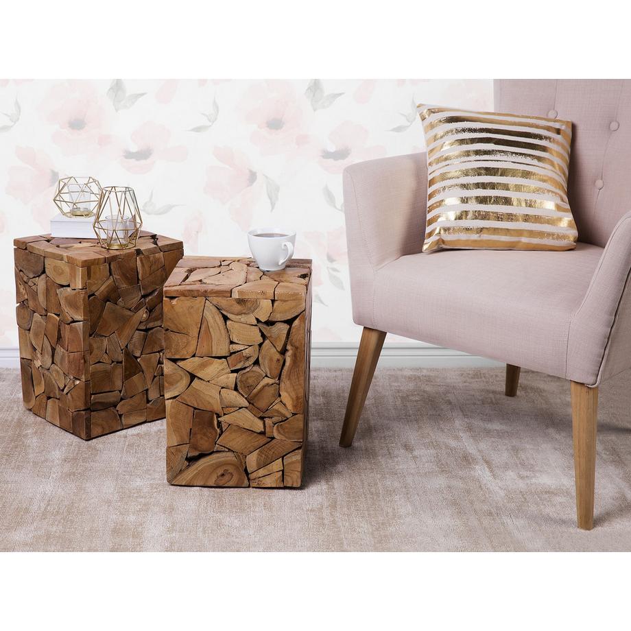 Beliani Table d'appoint en Teck Boho NELSON  