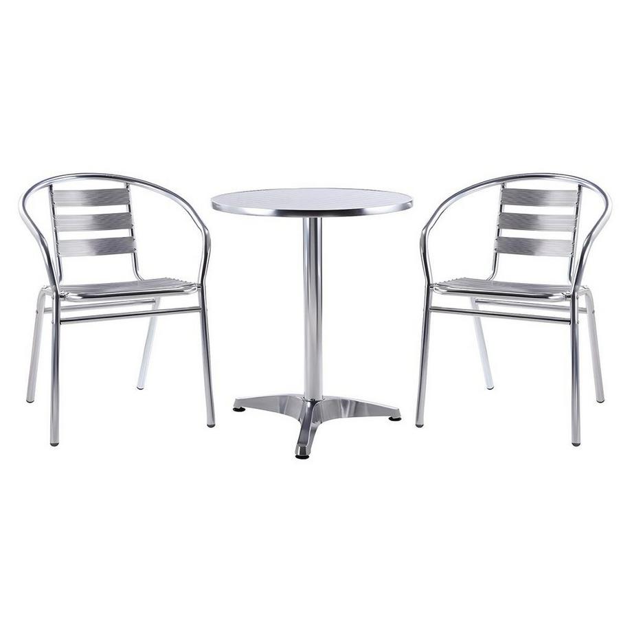 Vente-unique Garten Essgruppe Aluminium Tisch rund + 2 Stühle MONTMARTRE  