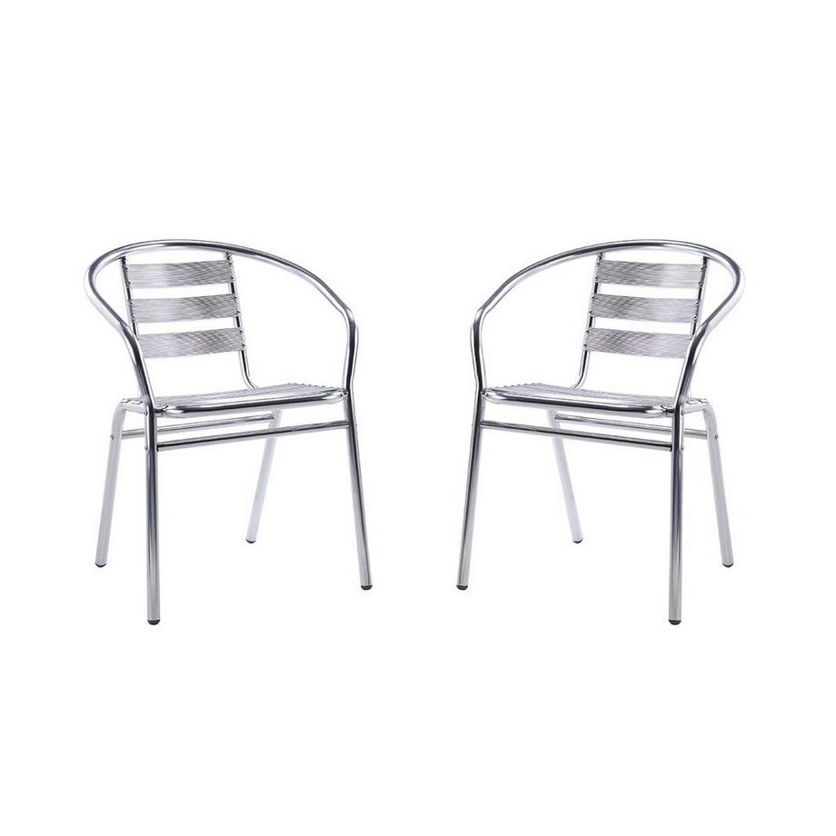 Vente-unique Garten Essgruppe Aluminium Tisch rund + 2 Stühle MONTMARTRE  