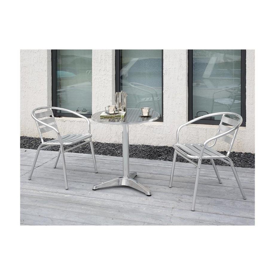 Vente-unique Garten Essgruppe Aluminium Tisch rund + 2 Stühle MONTMARTRE  