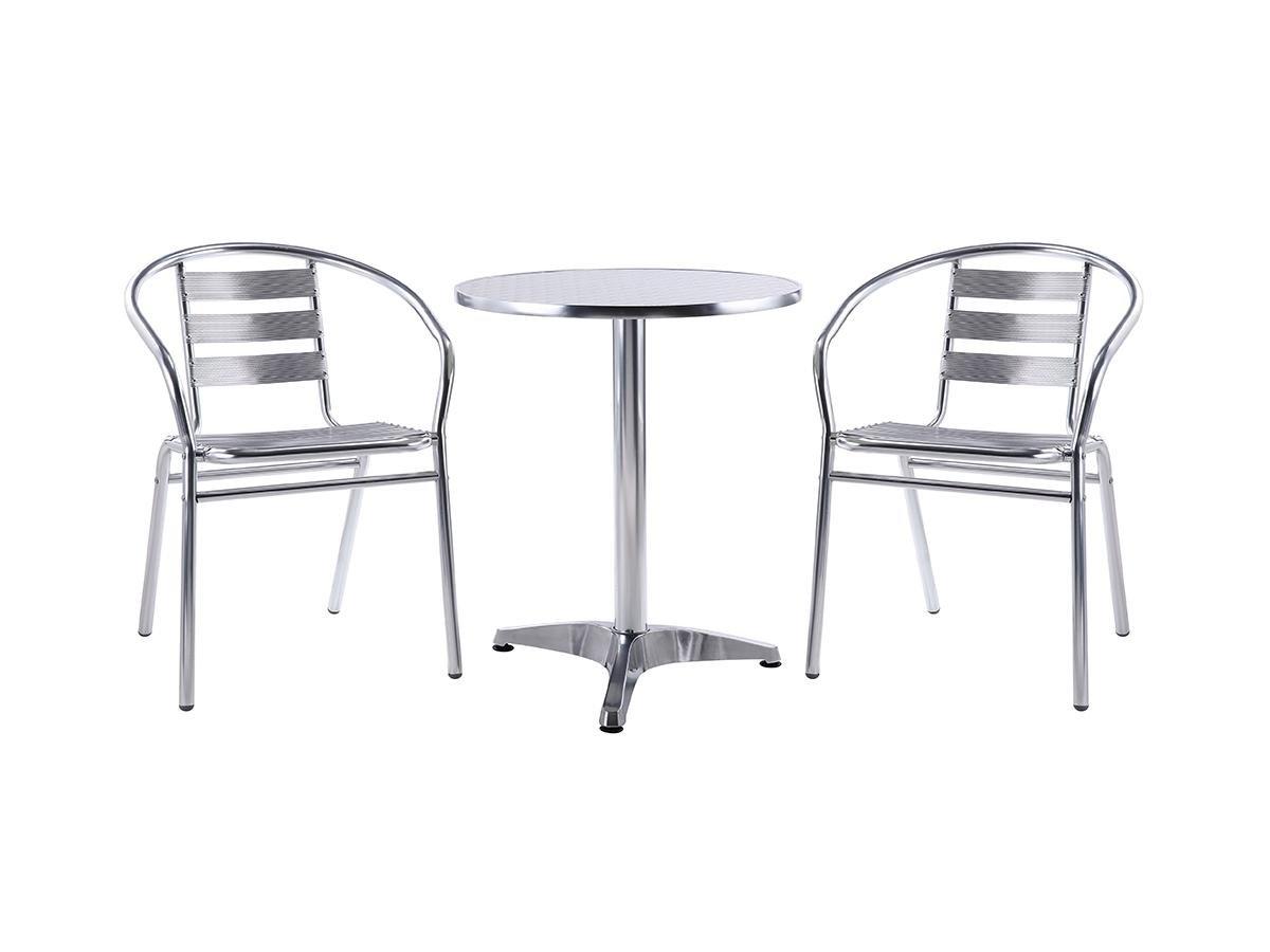 Image of Garten Essgruppe Aluminium Tisch rund + 2 Stühle MONTMARTRE Garten Essgruppe Aluminium Tisch rund + 2 Stühle MONTMARTRE