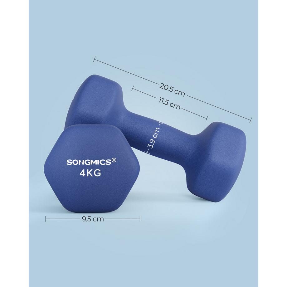 Songmics  Kurzhantel 2x 4 kg Neopren rutschfest sechseckig 