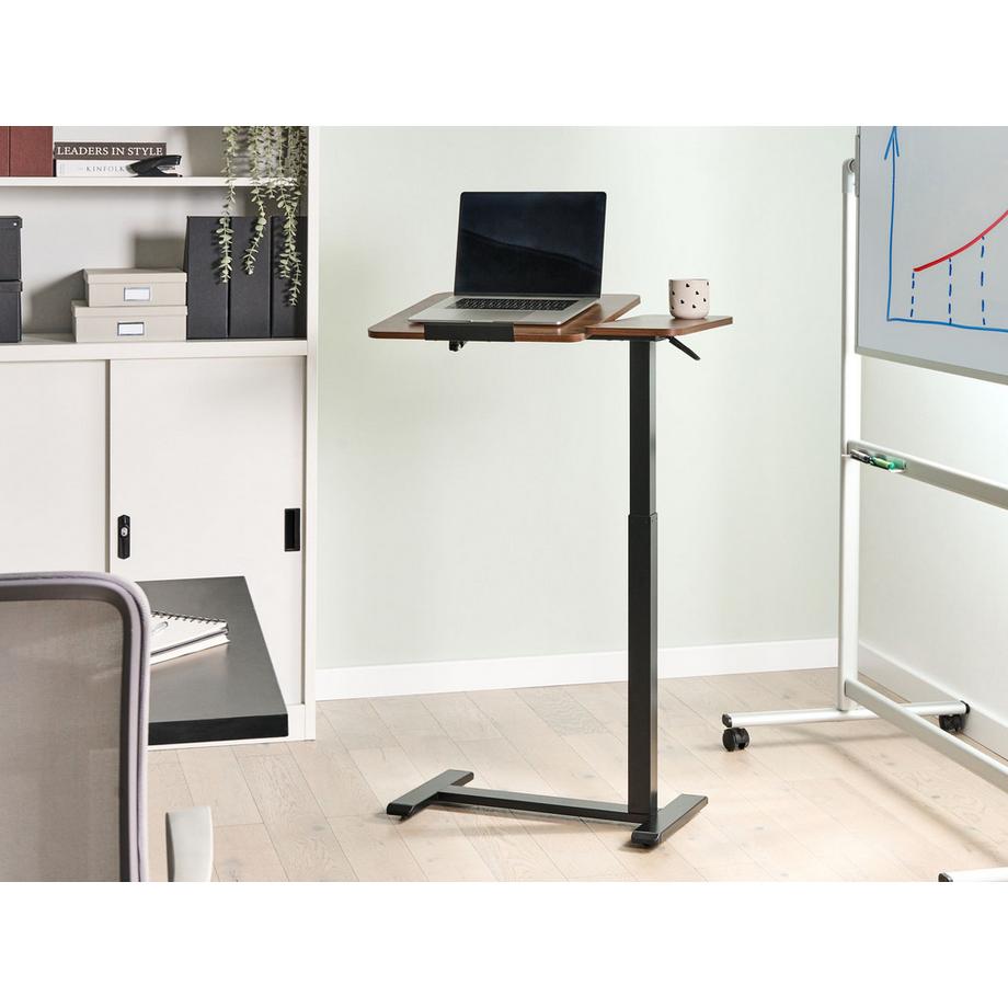 Beliani Bureau réglable manuellement en hauteur pour ordinateur portable en Panneau de particules de bois  SCHOLA  