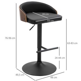 Northio 2Er-Set Barhocker Drehbare Barstühle Mit Fußstütze Höhenverstellbar Küchenstühle Drehstühle Kunstleder Holz Schwarz+Kaffee 48 X 49,5 X 76-96 Cm  