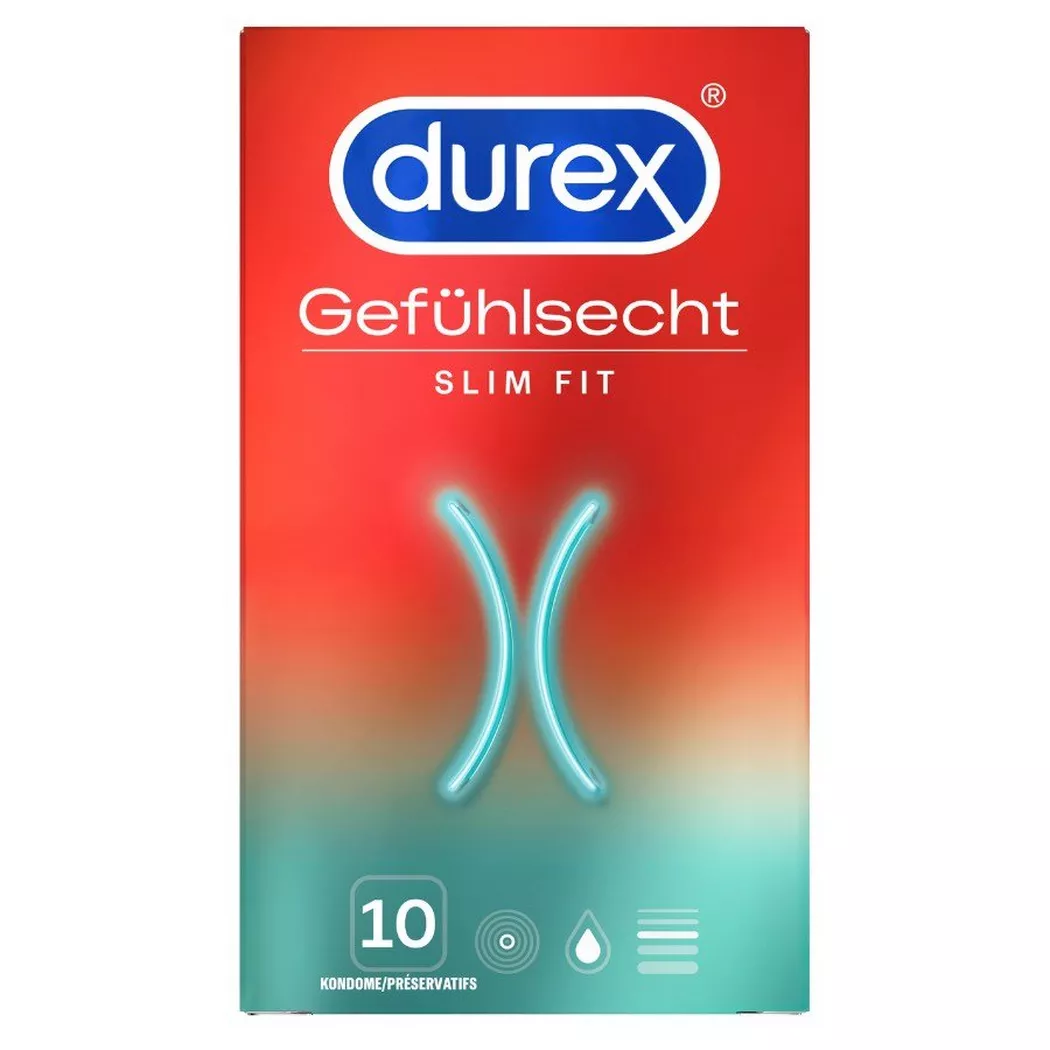 Durex - Sensitive Slim Fit, 10 Stück, Trasparente