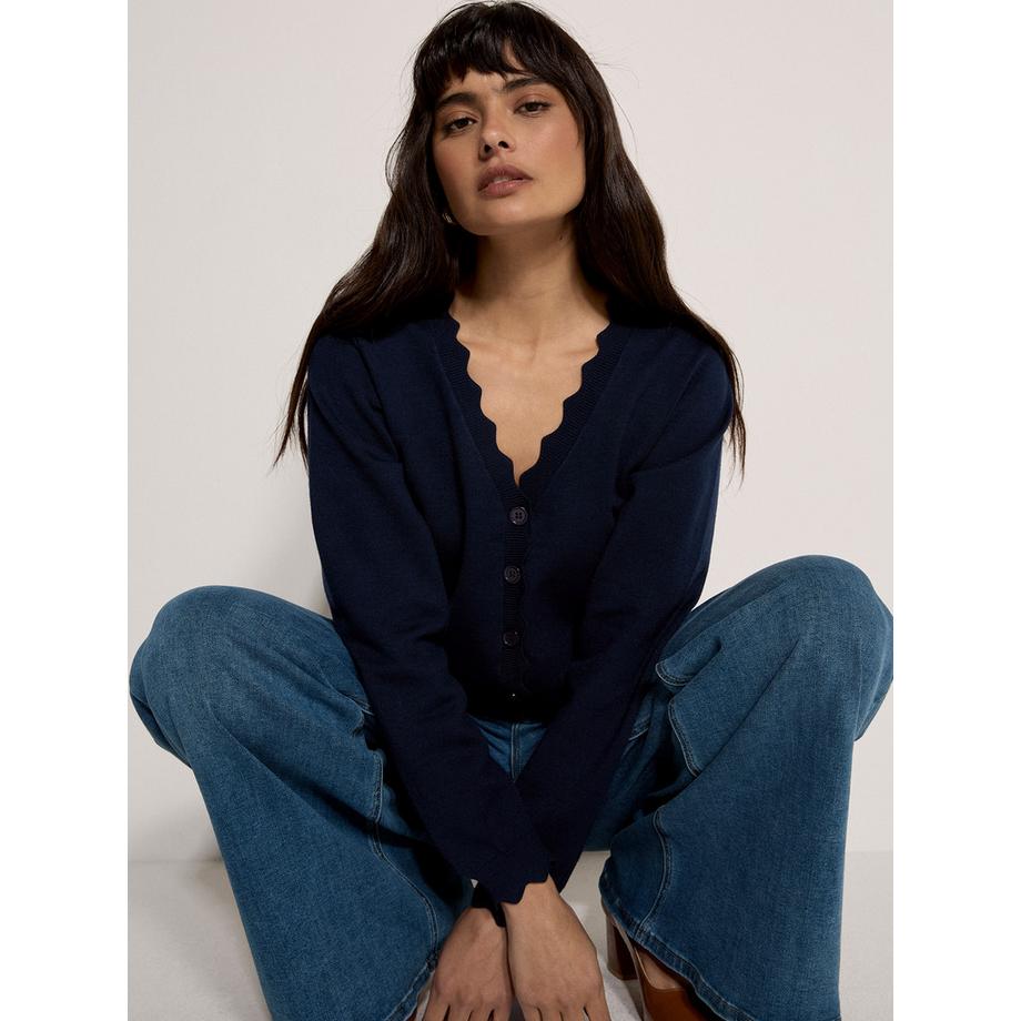 APRICOT Cardigan à ourlet festonné  