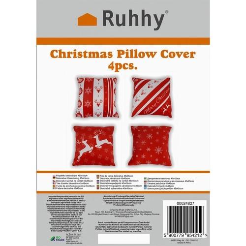 Ruhhy Federa Decorativa Natalizia Set da 4  