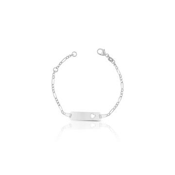 Bébé Bracelet Herz Figaro Weissgold 750, 14cm Gravurplatte 2.1cm