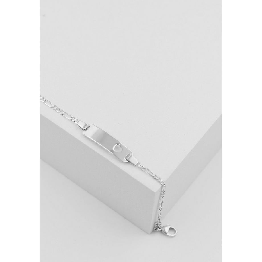 MUAU Schmuck  Bébé Bracelet Herz Figaro Weissgold 750, 14cm Gravurplatte 2.1cm 