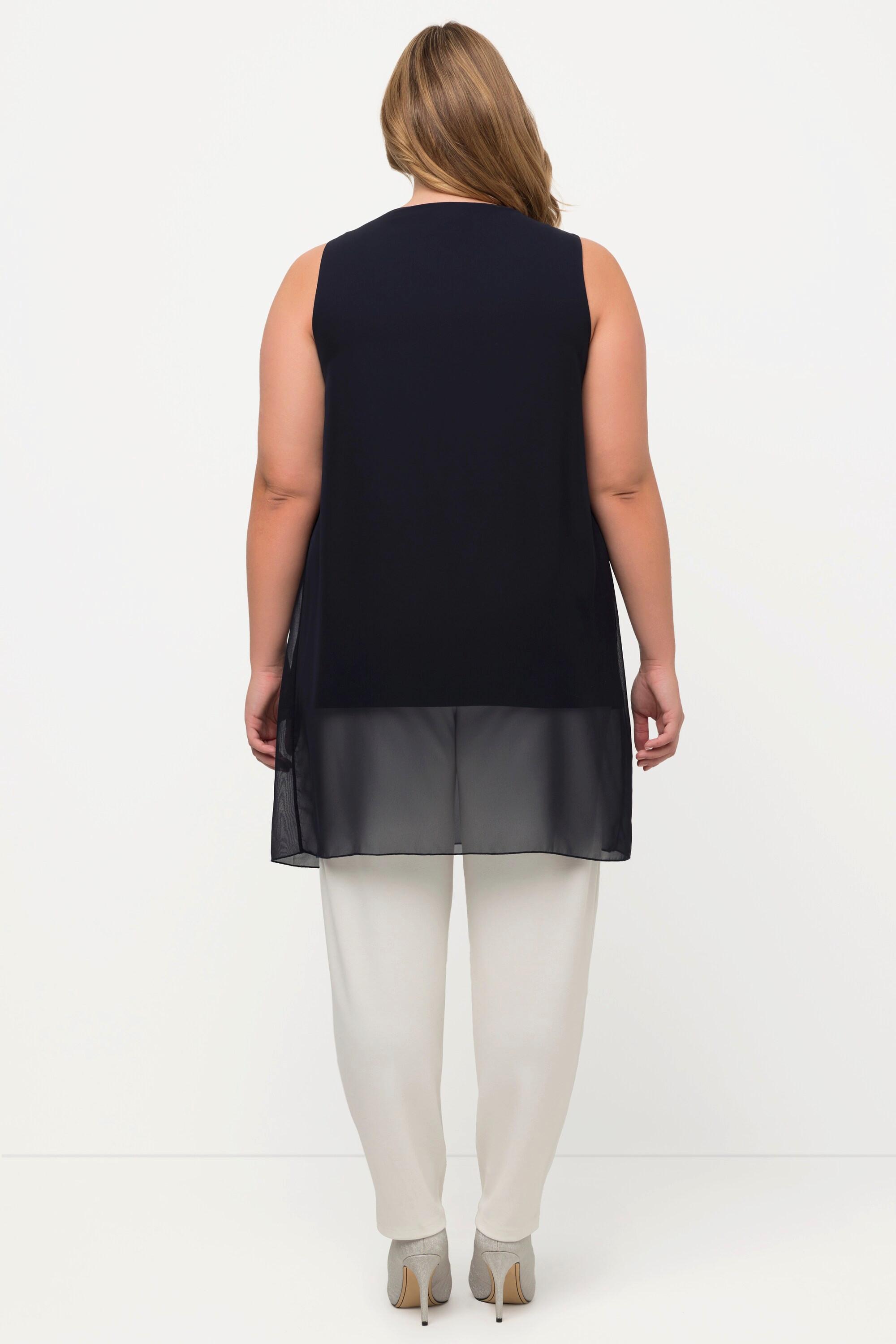 Ulla Popken Tunica lunga Pietre decorative Linea ad A Scollo rotondo senza maniche  