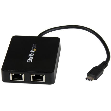 STARTECH.COM  Adattatore di Rete USB-C a doppia uscita Ethernet Gigabit con porta USB tipo-A 