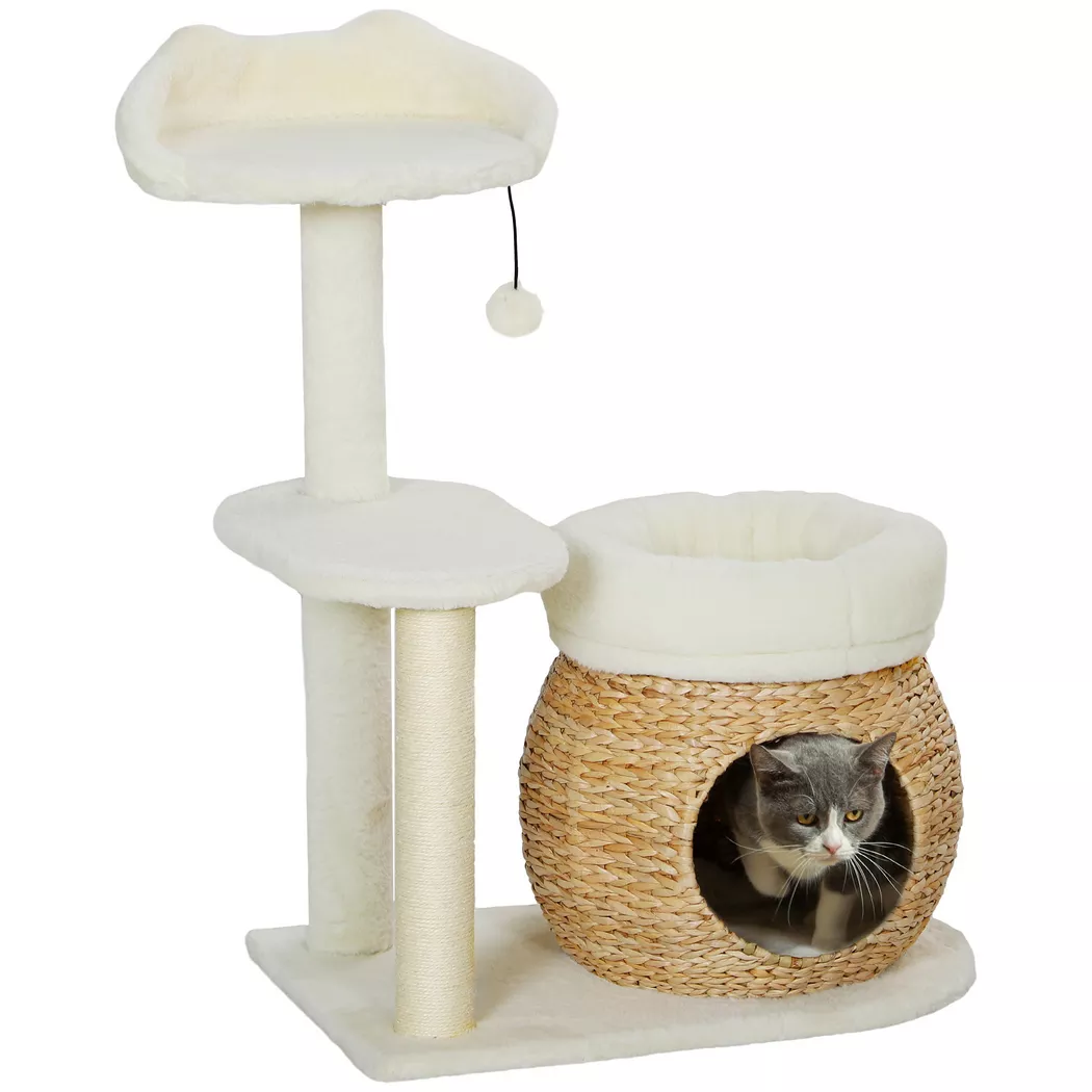 PawHut - Poteau à gratter, One Size, Blanc naturel