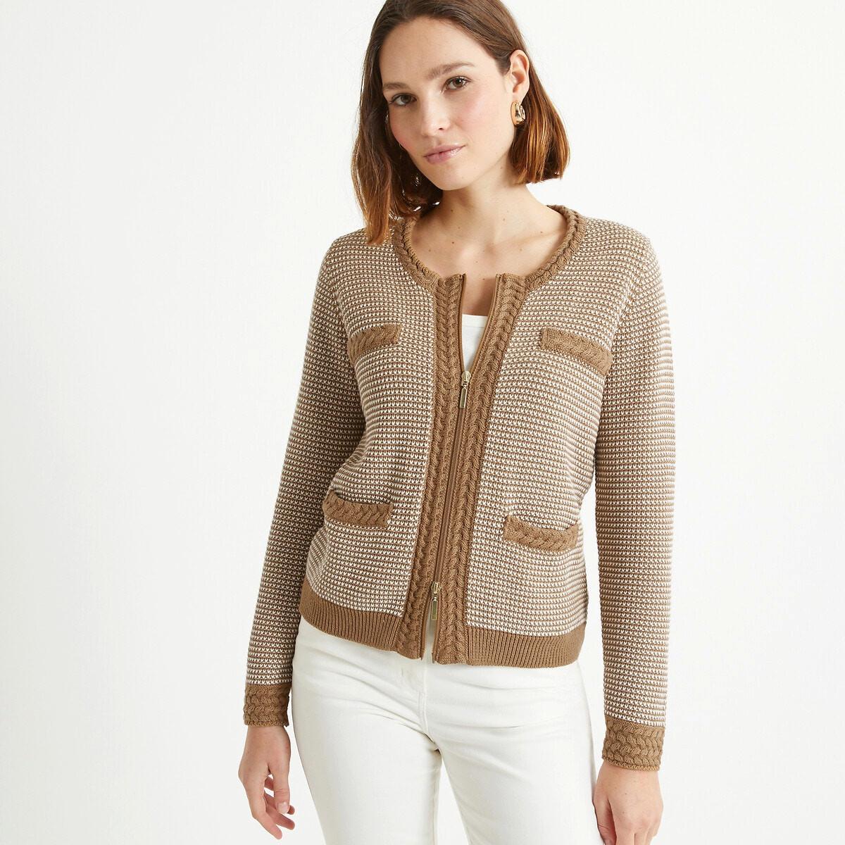 Image of Cardigan Mit Rundem Ausschnitt Damen Beige 42