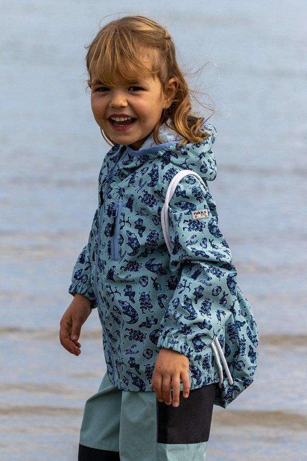 Rukka  Kinder Regenjacke Travelino blue surf monster 