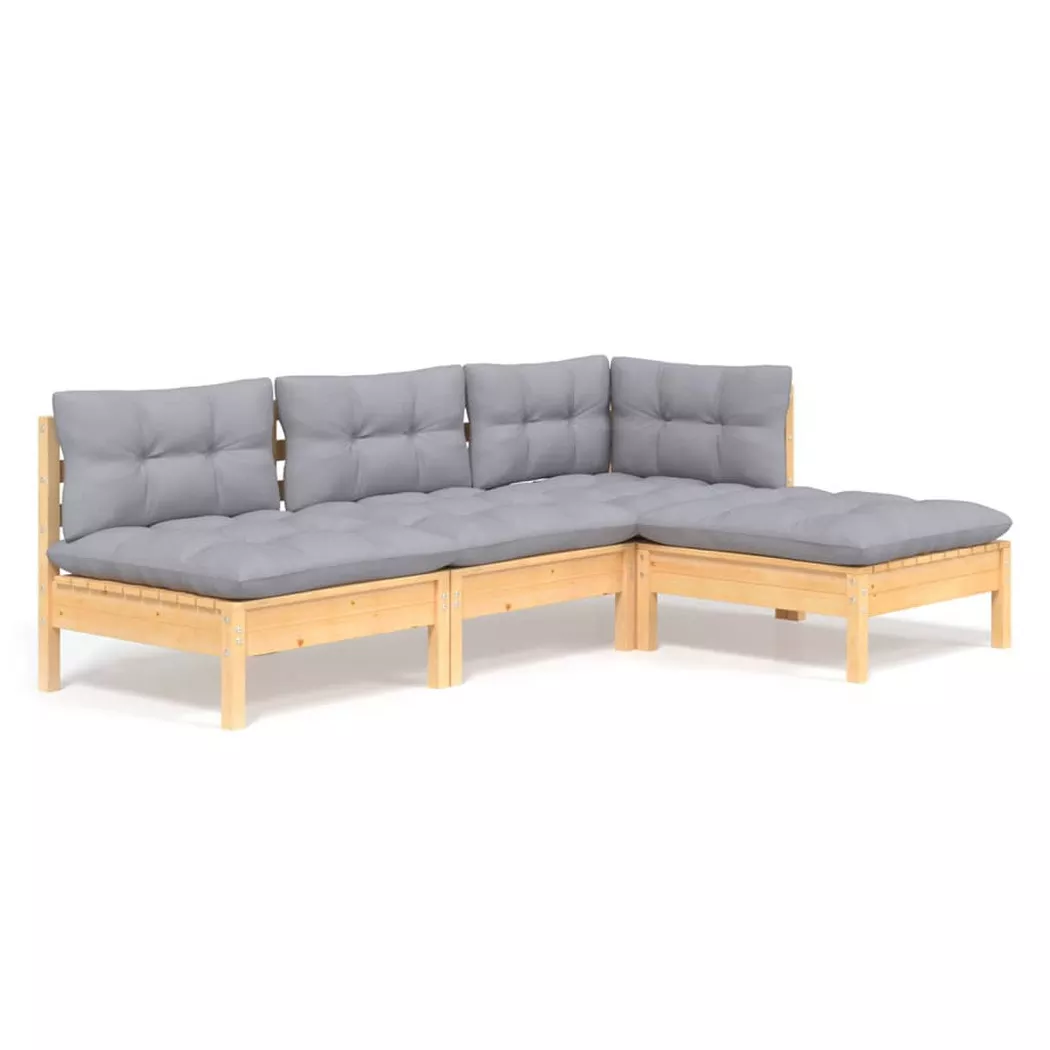 VidaXL - Salon de jardin bois de pin, One Size, Gris