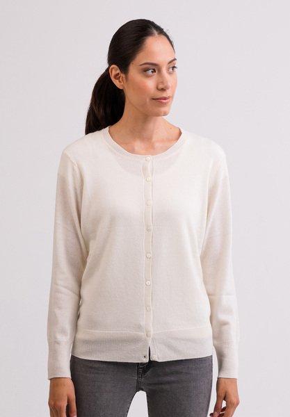 Image of Kaschmir Cardigan Rundhals Damen Weiss XL