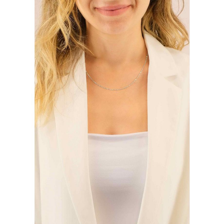 MUAU Schmuck  Collier Singapur Weissgold 375, 1.2mm, 42cm 