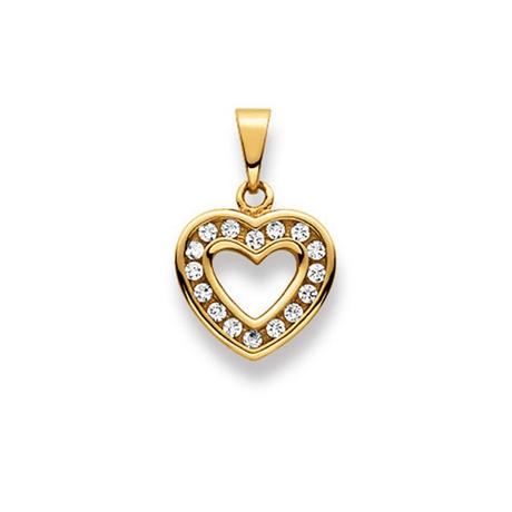 MUAU Schmuck  Pendentif coeur or jaune 750 zircone, 20x13mm 