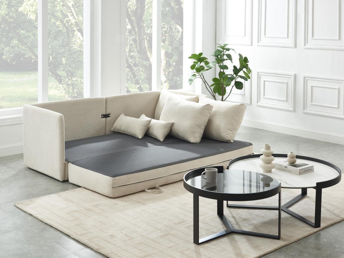 Vente-unique Divano letto 3 posti in Tessuto Beige - GRECCO  