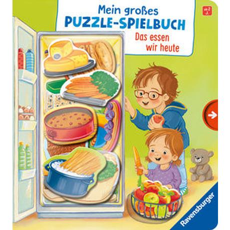 Mein großes Puzzle-Spielbuch: Das essen wir heute Rulff, Mila; Hebrock, Andrea (Illustrationen) Gebundene Ausgabe 