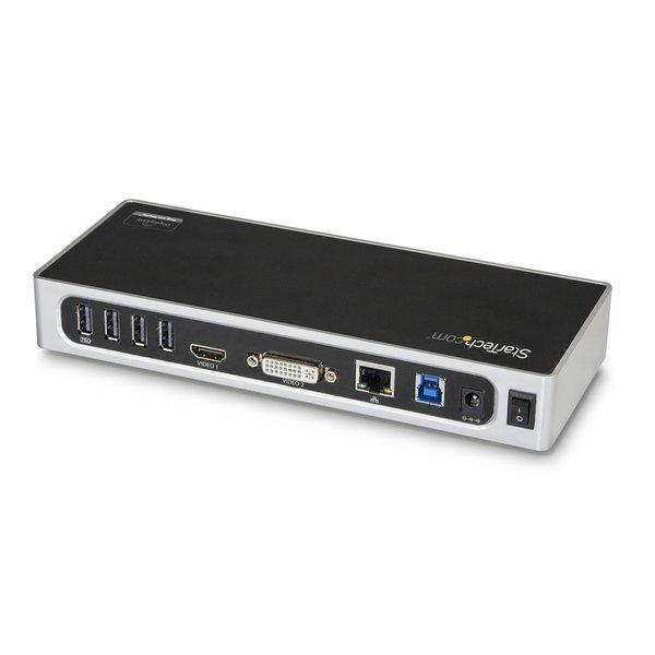 STARTECH.COM  Station d'Accueil USB 3.0 à Double Écran - Dock Universel Type-A pour PC/Ordinateur Portable avec HDMI et DVI/VGA - Hub USB 3.1 Gen 1 5Gbps à 6 Ports, Gbe, Audio - Windows & Mac 