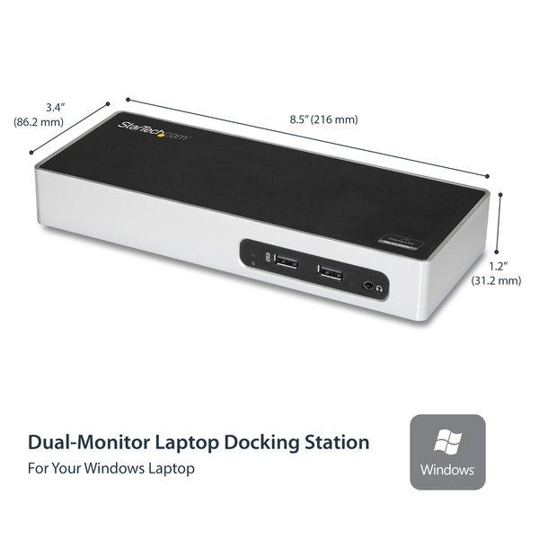 STARTECH.COM  Station d'Accueil USB 3.0 à Double Écran - Dock Universel Type-A pour PC/Ordinateur Portable avec HDMI et DVI/VGA - Hub USB 3.1 Gen 1 5Gbps à 6 Ports, Gbe, Audio - Windows & Mac 