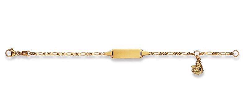 MUAU Schmuck  Plaketten-Armband Engel Gelbgold 750 Figaro, 1.7mm, 14cm 