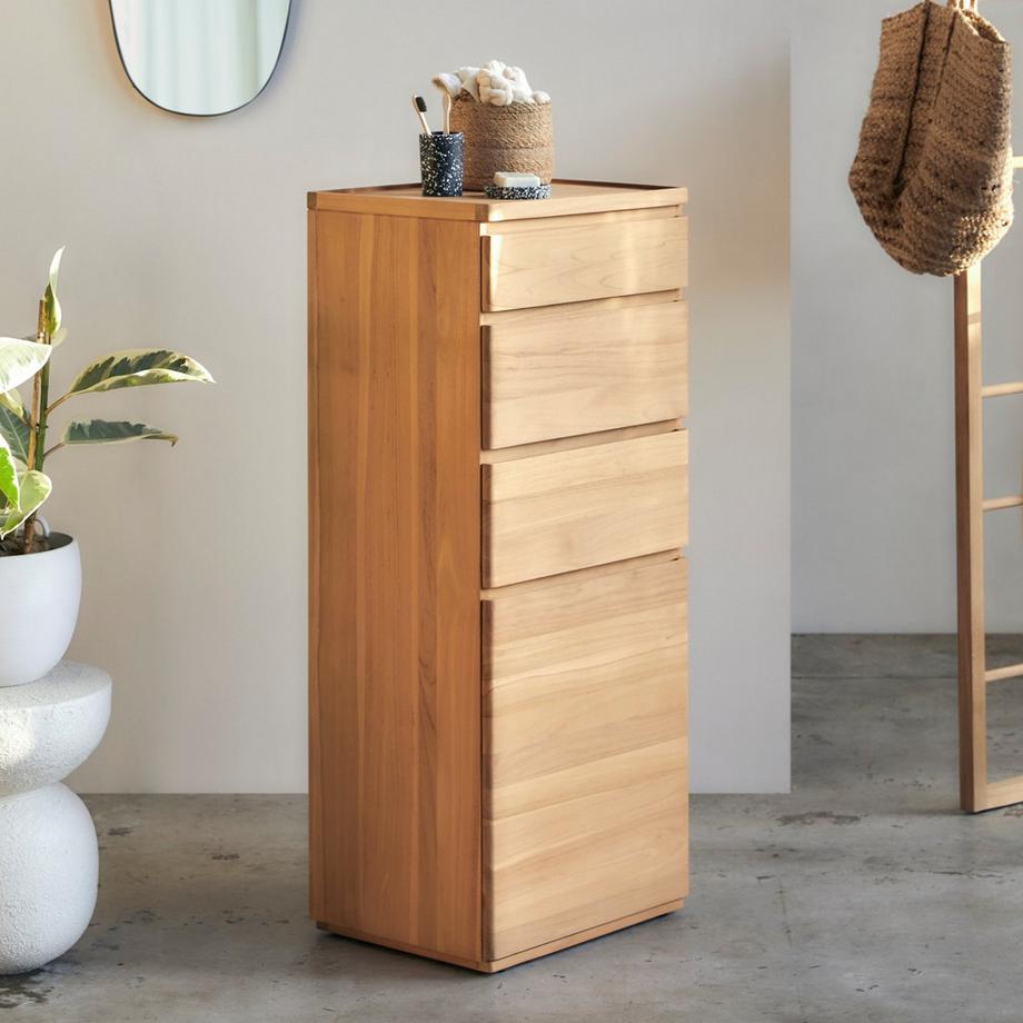 Tikamoon Hochschrank Nino aus massivem Teakholz  