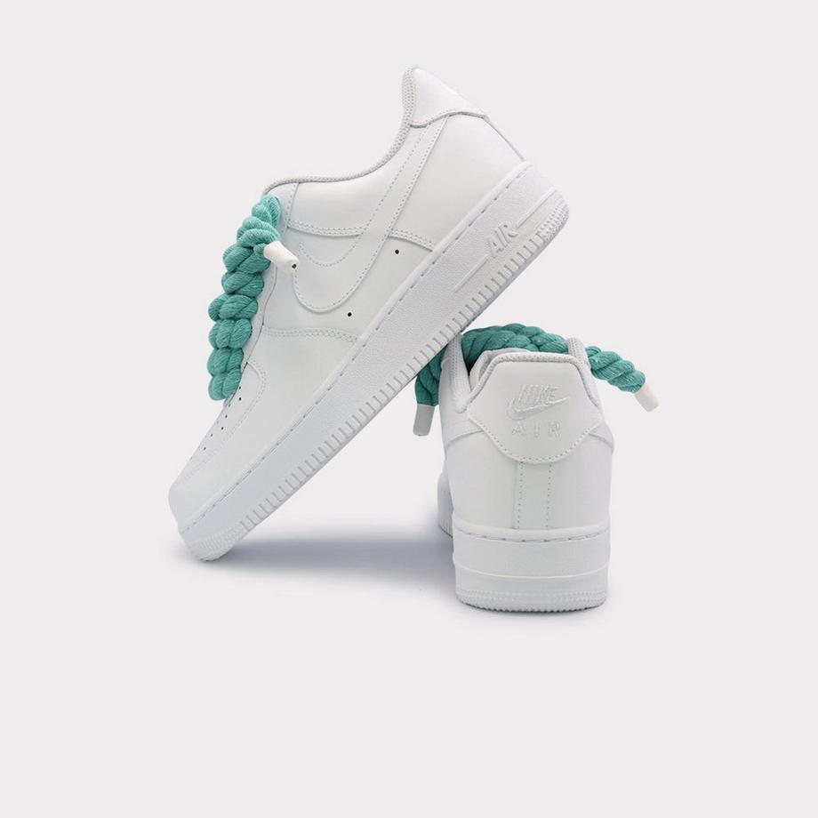 NIKE Air Force 1 White Rope Lace Mint Baskets  