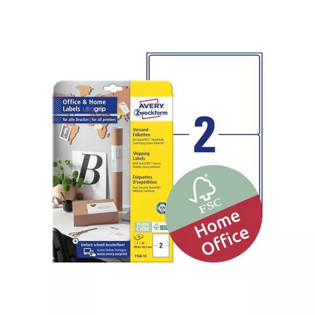 Avery-Zweckform – AVERY ZWECKFORM Etiketten 143.5×199.6mm, 10 Blatt, One Size, Weiss