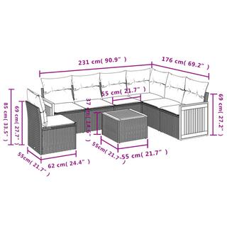 VidaXL Ensemble de canapés de jardin rotin synthétique  