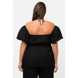 Ulla Popken  Blouse avec décolleté Carmen. Taille smockée et manches courtes. 