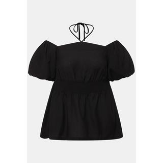 Ulla Popken  Blouse avec décolleté Carmen. Taille smockée et manches courtes. 