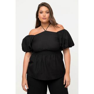 Ulla Popken  Blouse avec décolleté Carmen. Taille smockée et manches courtes. 